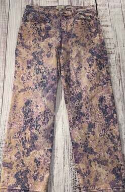 LOGO Lori Goldstein Boyfriend Jeans in Purple Multicolor Animal Print Size 10